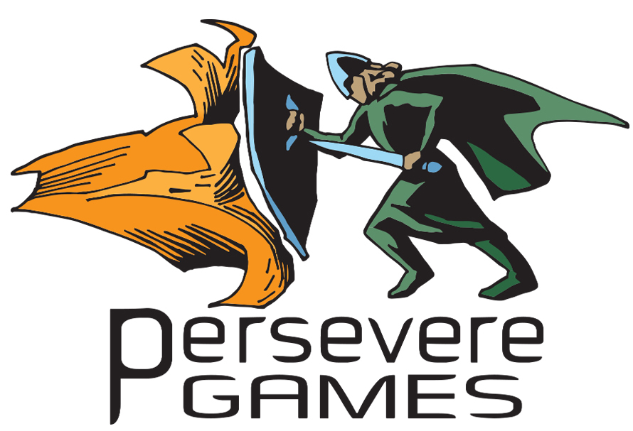 logo, persevere games, spil, gaming, cartoon, comic, knight, fire, ridder, kamp, ild, overkomme, vedholdenhed, modstand, digital, illustrator, vector, vektor,